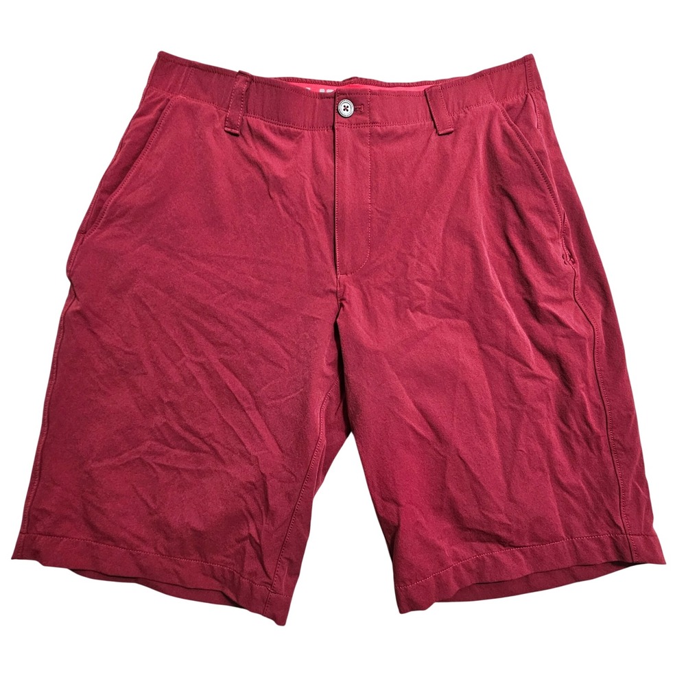 Under Armour Golf Shorts 38 Burgundy Red Performance Flat Front 1272862